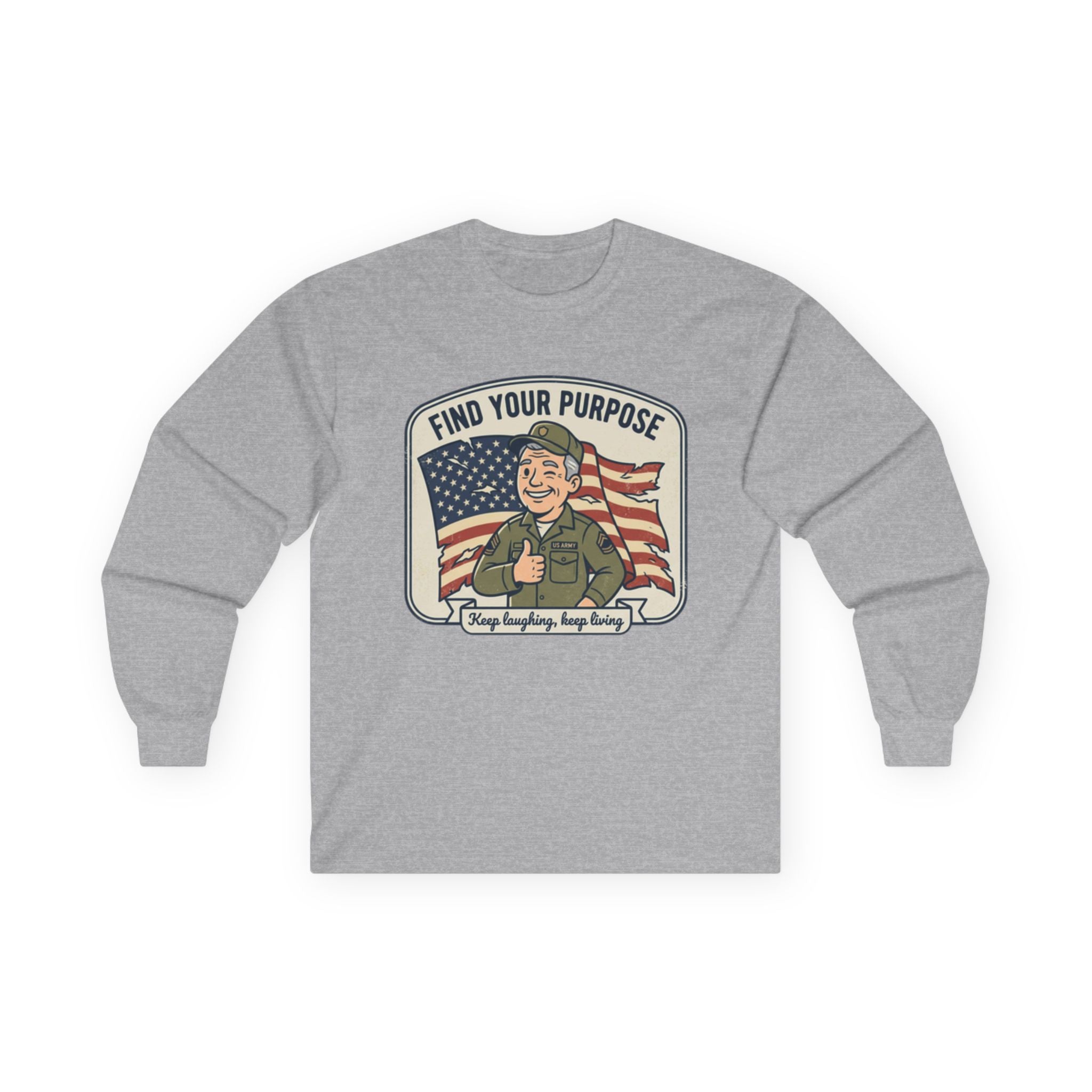 Find Your Purpose Long Sleeve Tee — Vintage Patriotic Military Graphic