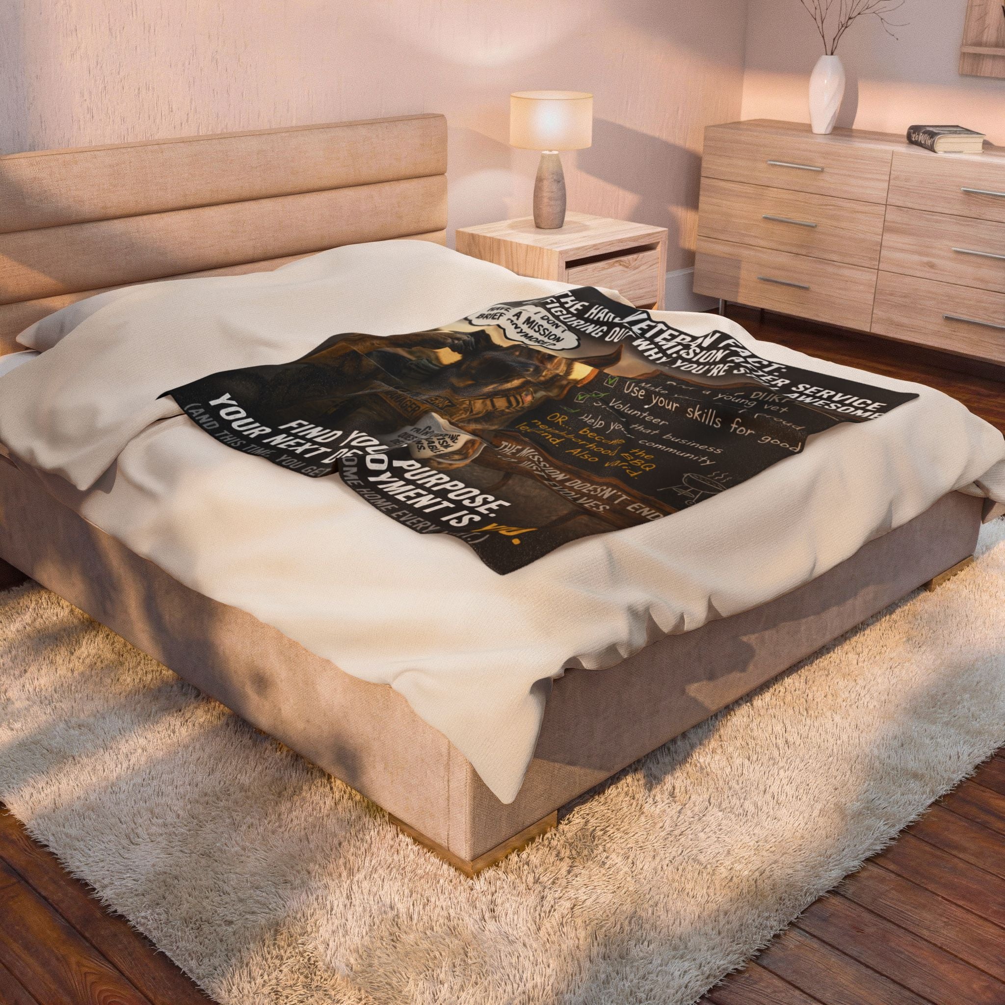 Veteran Fact Plush Blanket — "Find Your Purpose, Your Next Deployment Is You" Comfort Throw