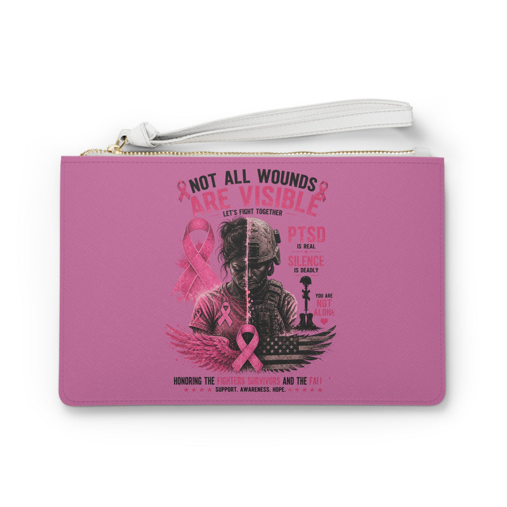 PTSD Awareness Resilient Flag Clutch Bag — "Not All Wounds Are Visible" Support Wristlet