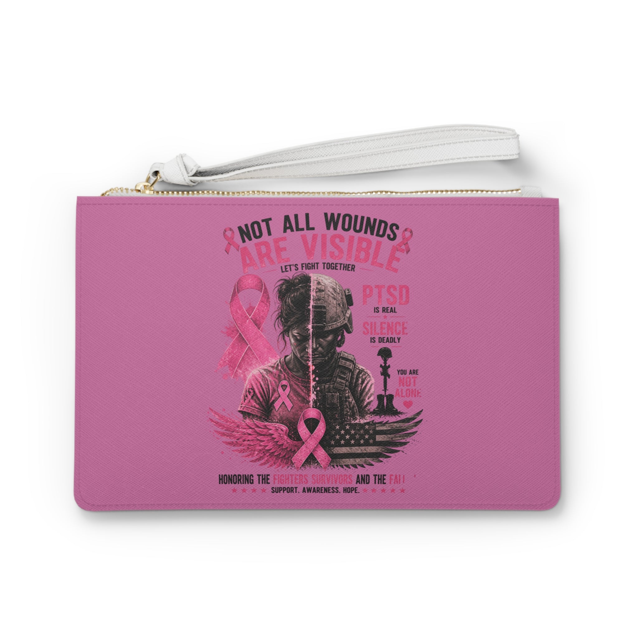 PTSD Awareness Resilient Flag Clutch Bag — "Not All Wounds Are Visible" Support Wristlet