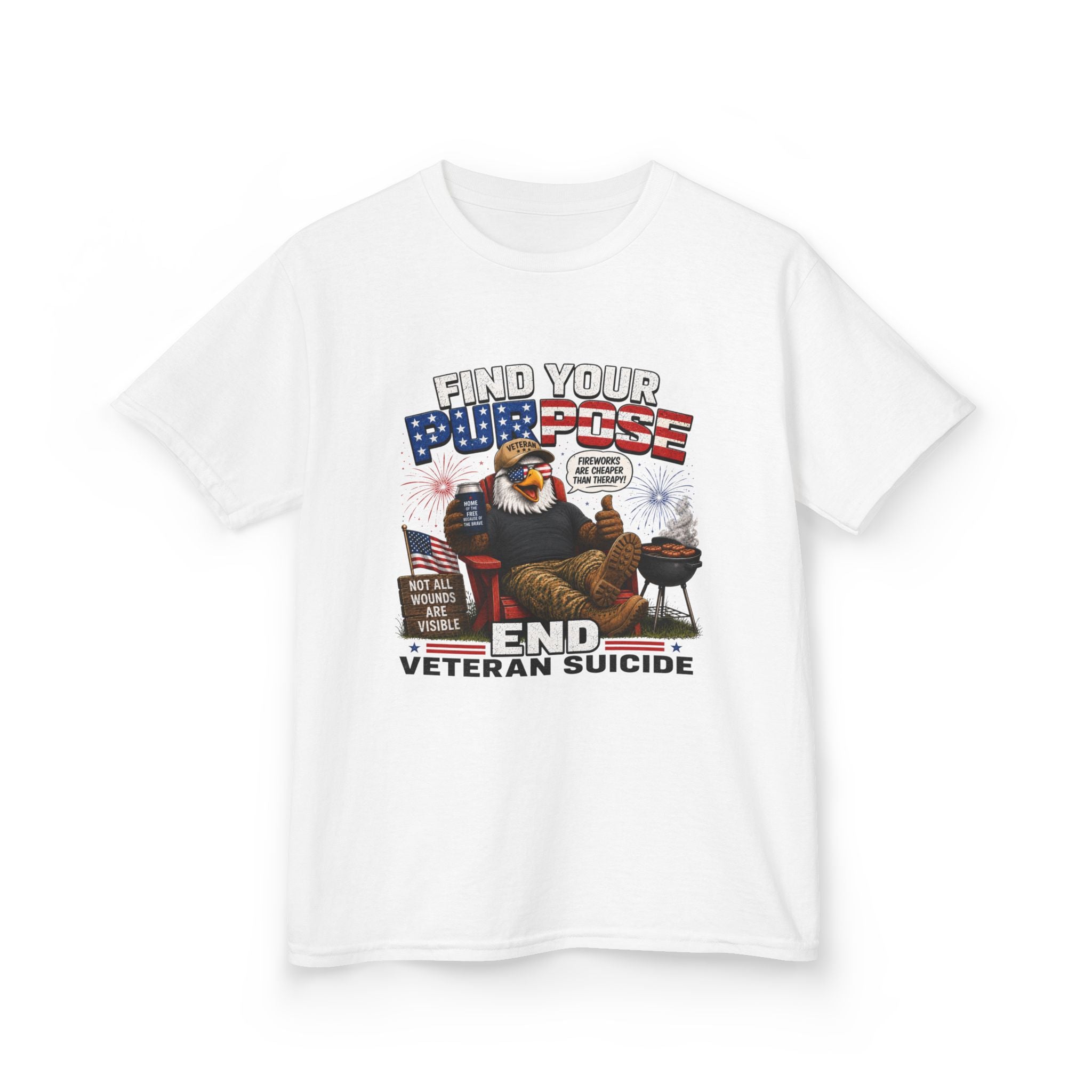 Kids Tee — “Find Your Purpose: End Veteran Suicide” Patriotic Support T‑Shirt
