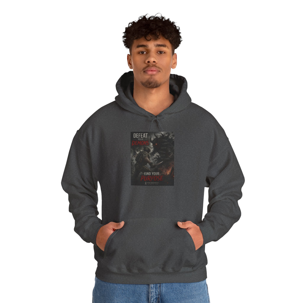 Hoodie - "Defeat Your Demons" Gothic Warrior Graphic Hoodie