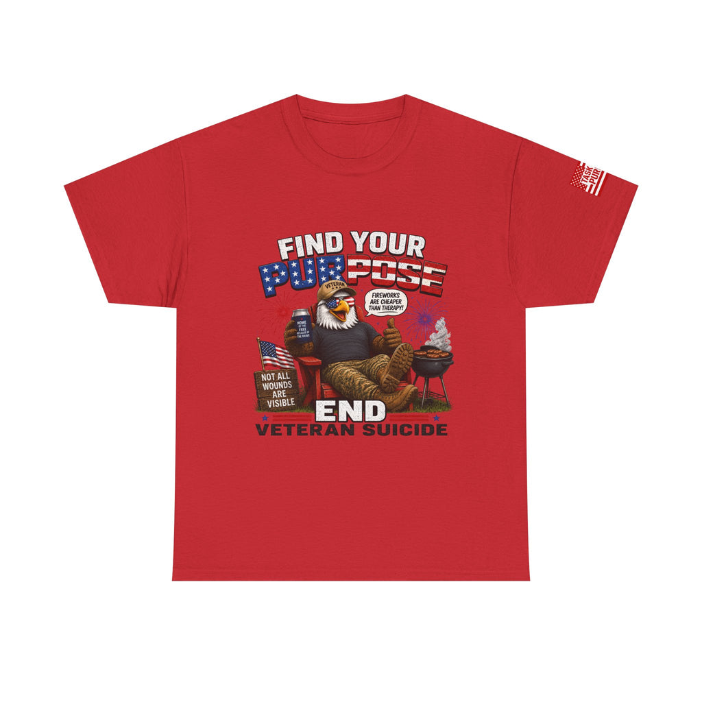 Find Your Purpose 4th of July Veteran Suicide Awareness T-Shirt — Patriotic Eagle BBQ Design