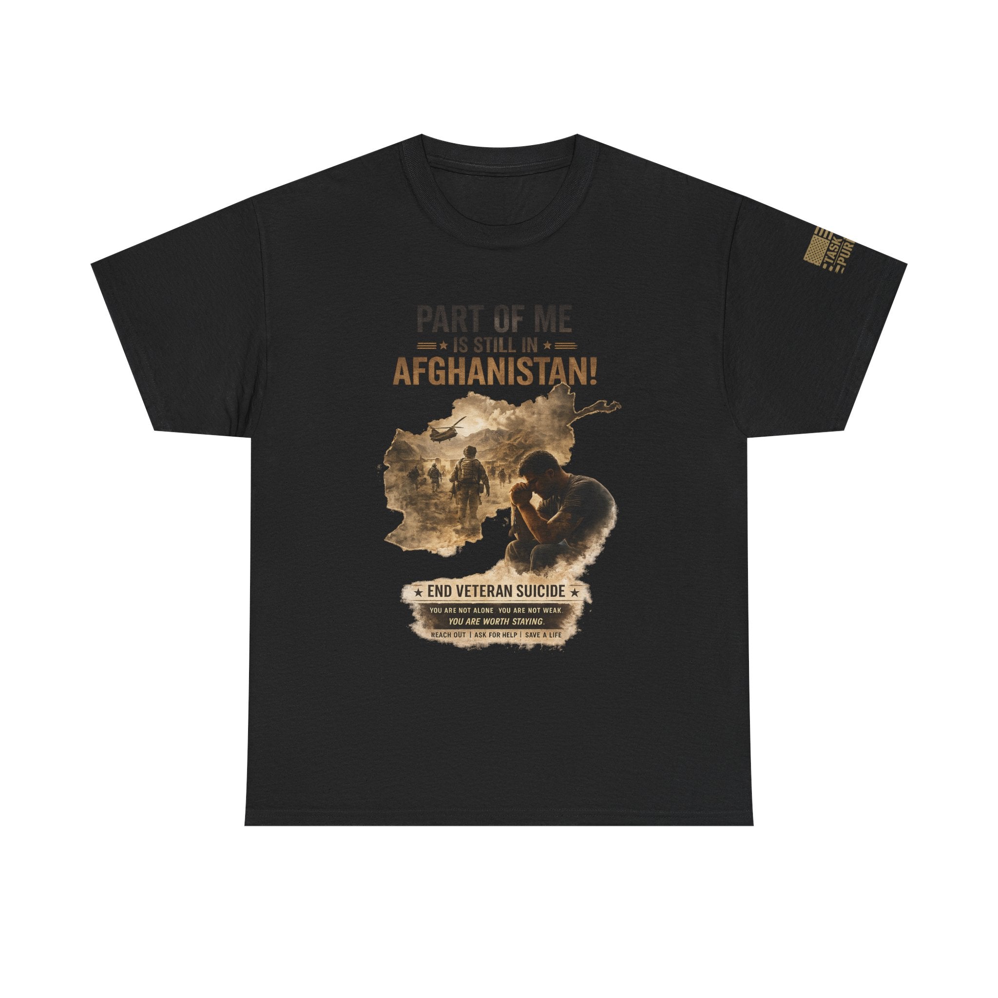 Afghanistan Veteran Support Tee — "Part of Me Will Always Be in Afghanistan" | End Veteran Suicide Awareness
