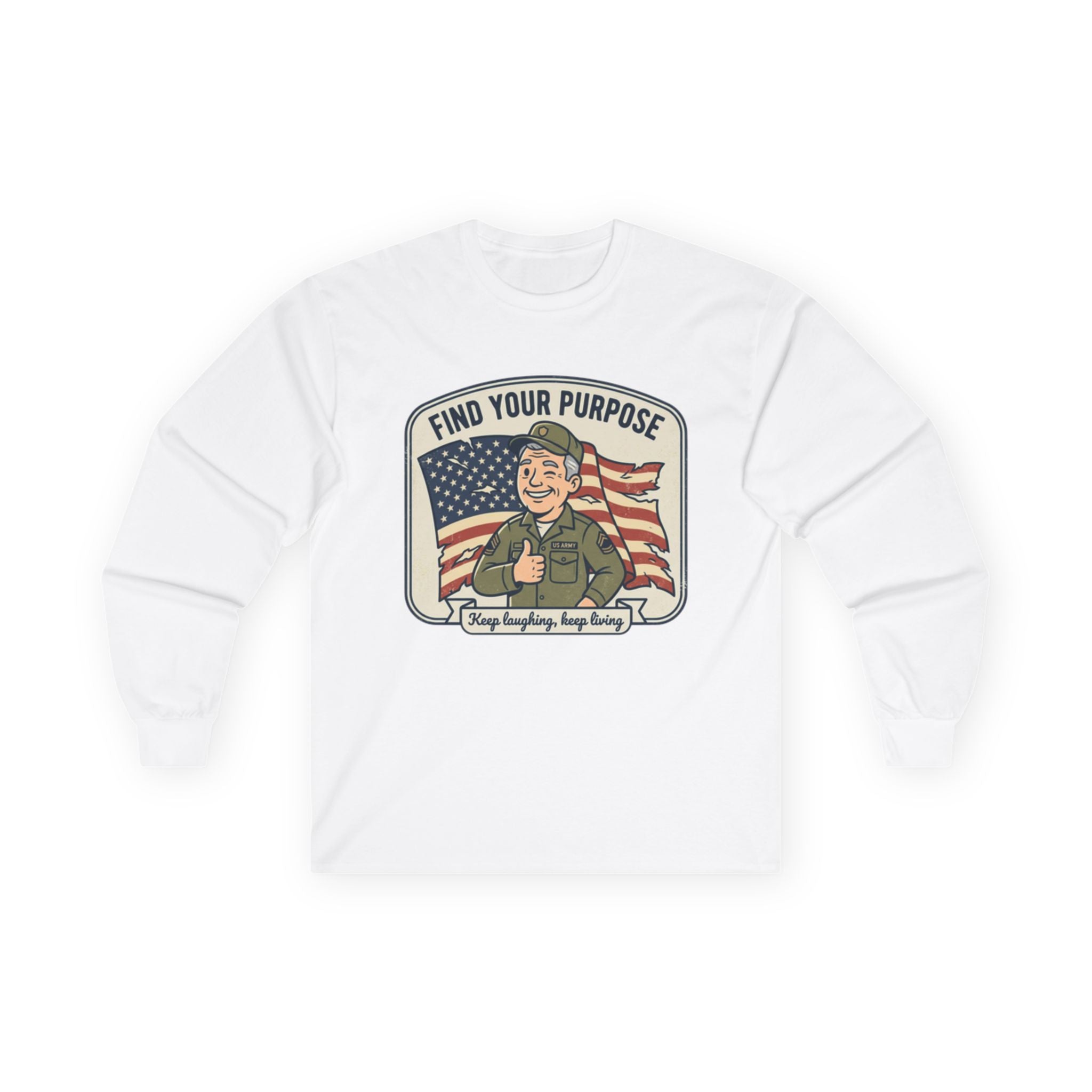Find Your Purpose Long Sleeve Tee — Vintage Patriotic Military Graphic
