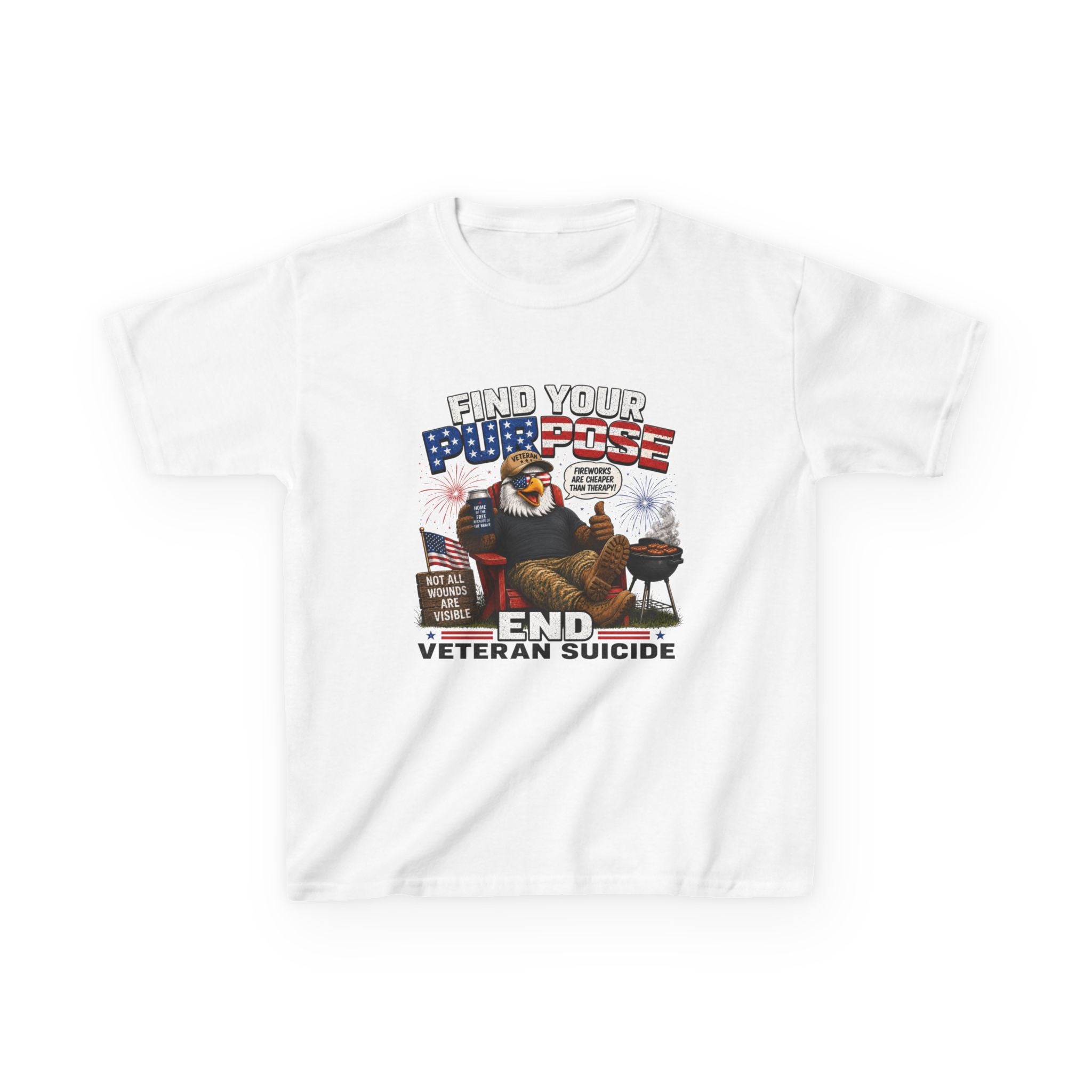 Kids Tee — “Find Your Purpose: End Veteran Suicide” Patriotic Support T‑Shirt