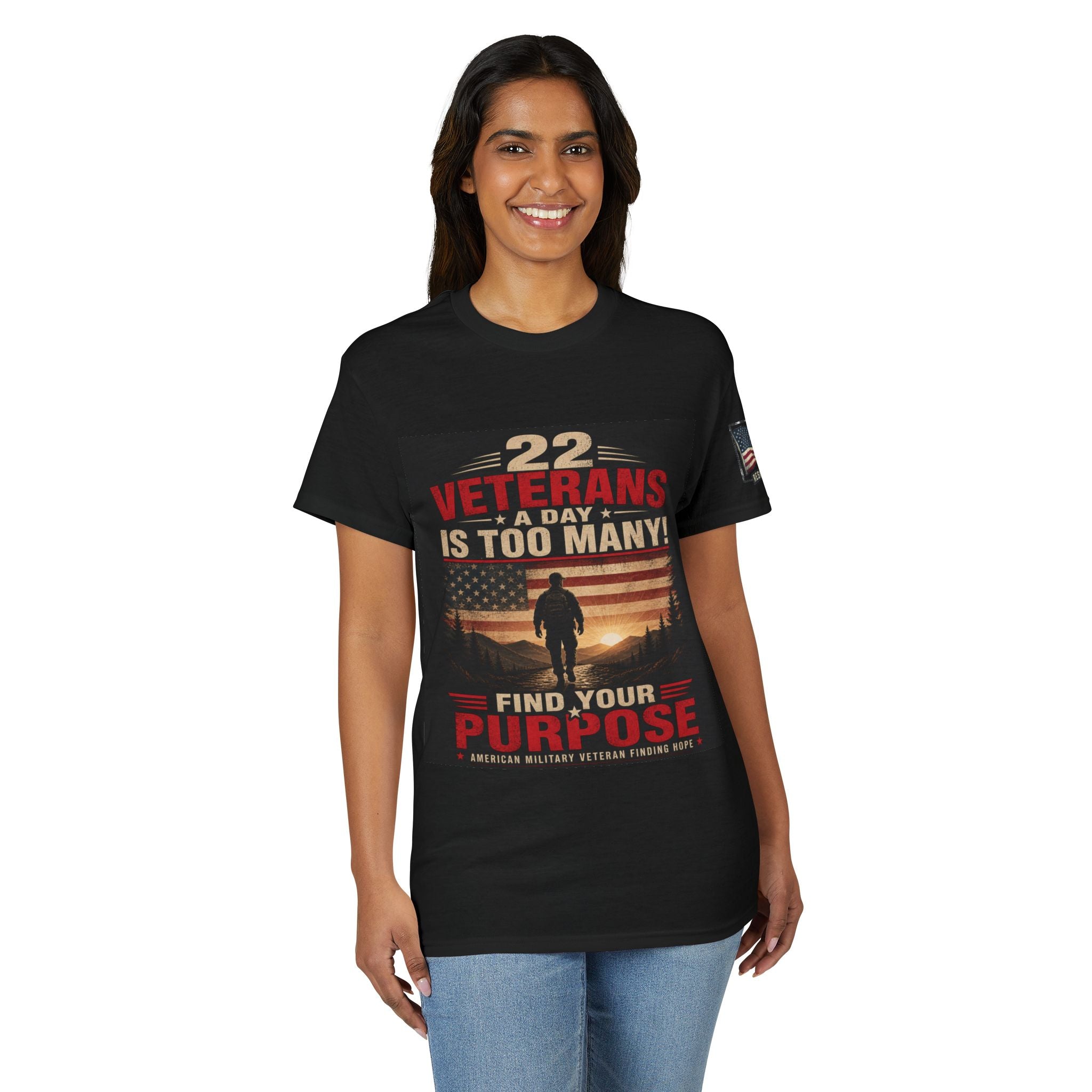 22 Veterans A Day Is Too Many T-Shirt — Find Your Purpose Veteran Awareness Tee