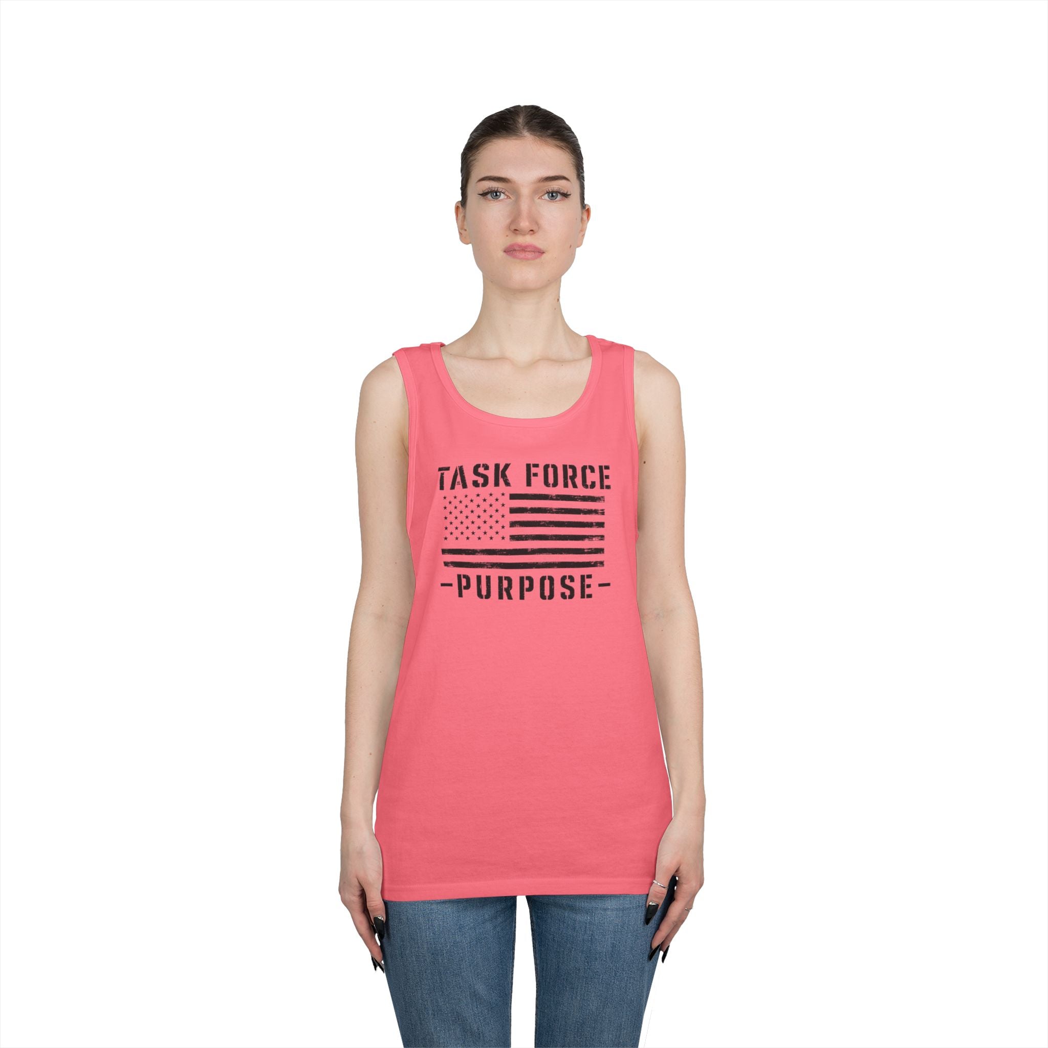Veteran Support Tank Top — “Task Force Purpose” Flag & “Not All Wounds Are Visible” Skull Back