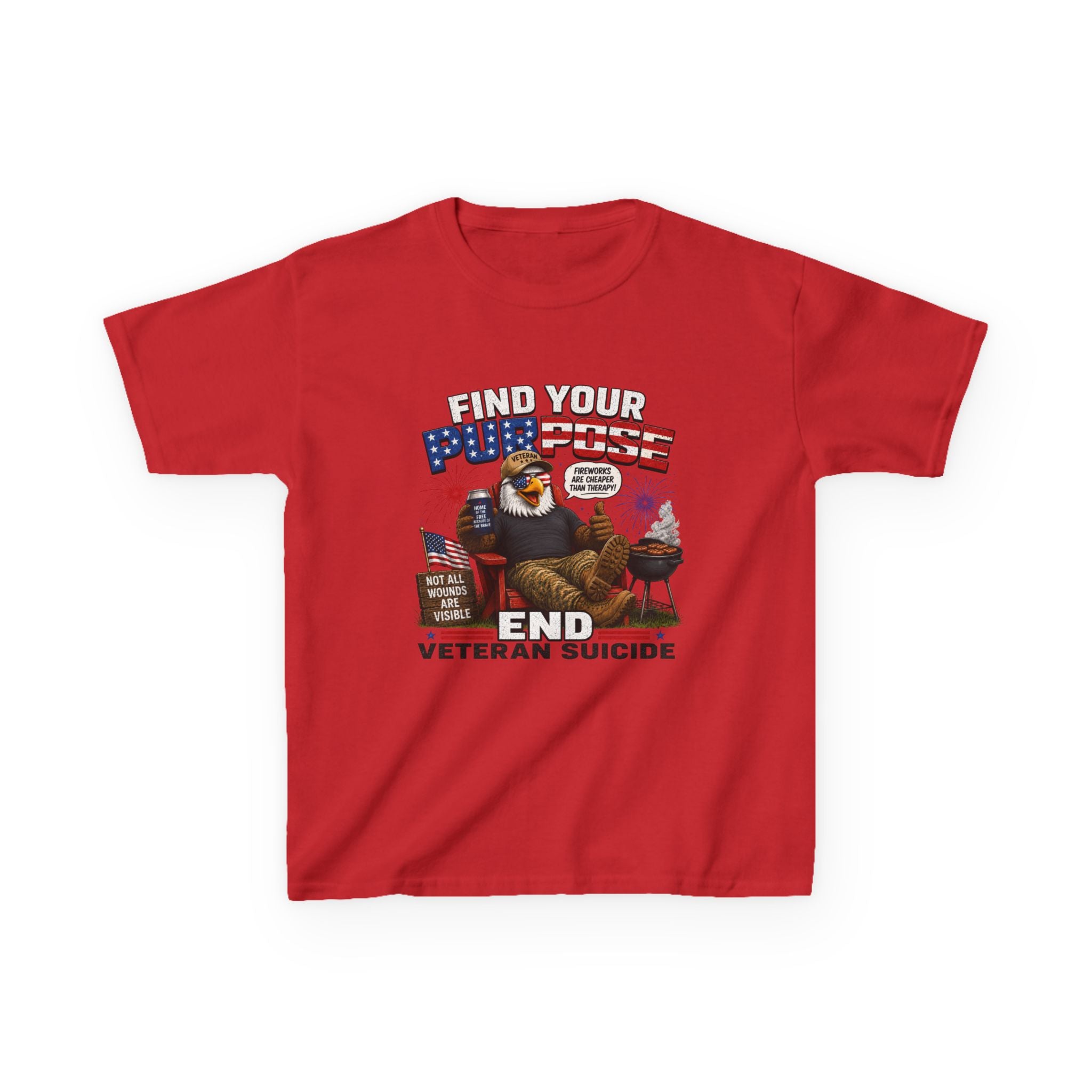 Kids Tee — “Find Your Purpose: End Veteran Suicide” Patriotic Support T‑Shirt