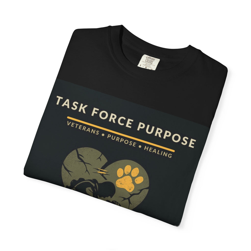 Task Force Purpose Therapy Dog T‑Shirt — A Dog’s Love Can Heal Veteran Support Tee