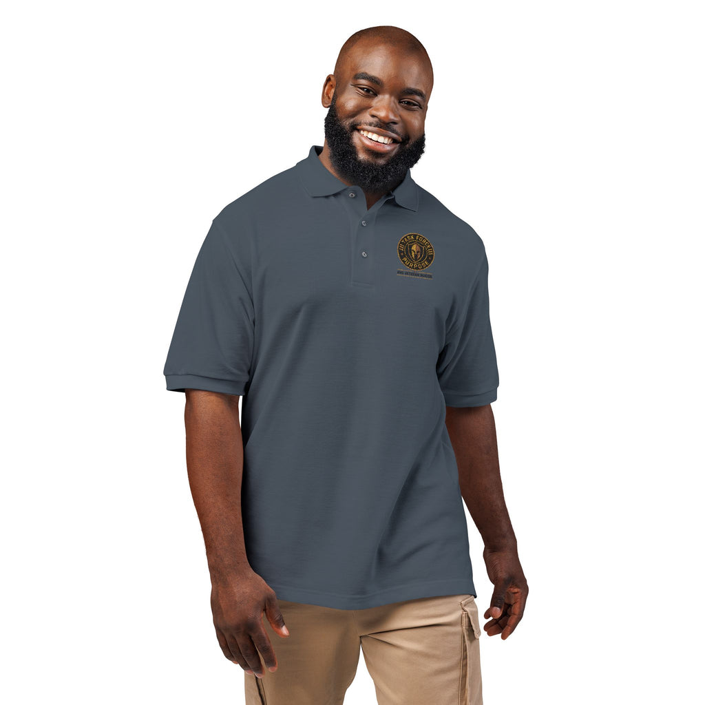 Embroidered Task Force Purpose Crest Polo Shirt — Classic Casual Work & Golf Tee
