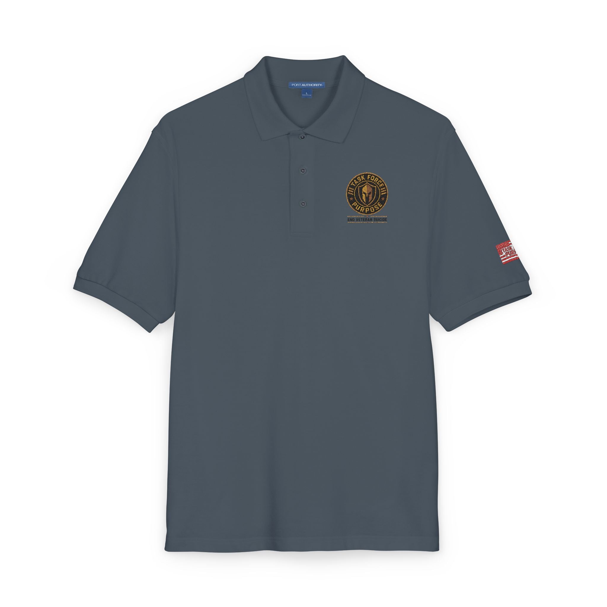 Embroidered Task Force Purpose Crest Polo Shirt — Classic Casual Work & Golf Tee