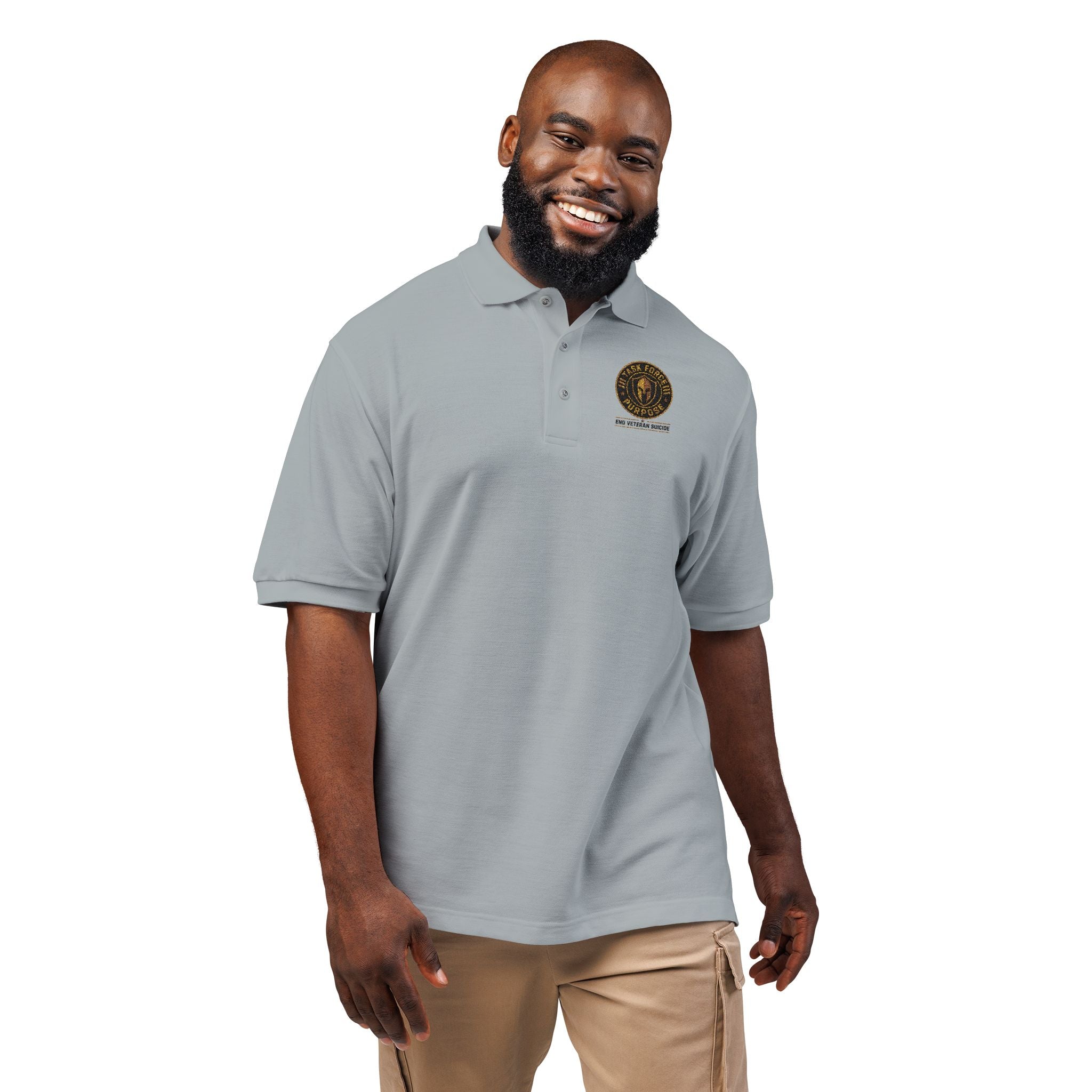 Embroidered Task Force Purpose Crest Polo Shirt — Classic Casual Work & Golf Tee