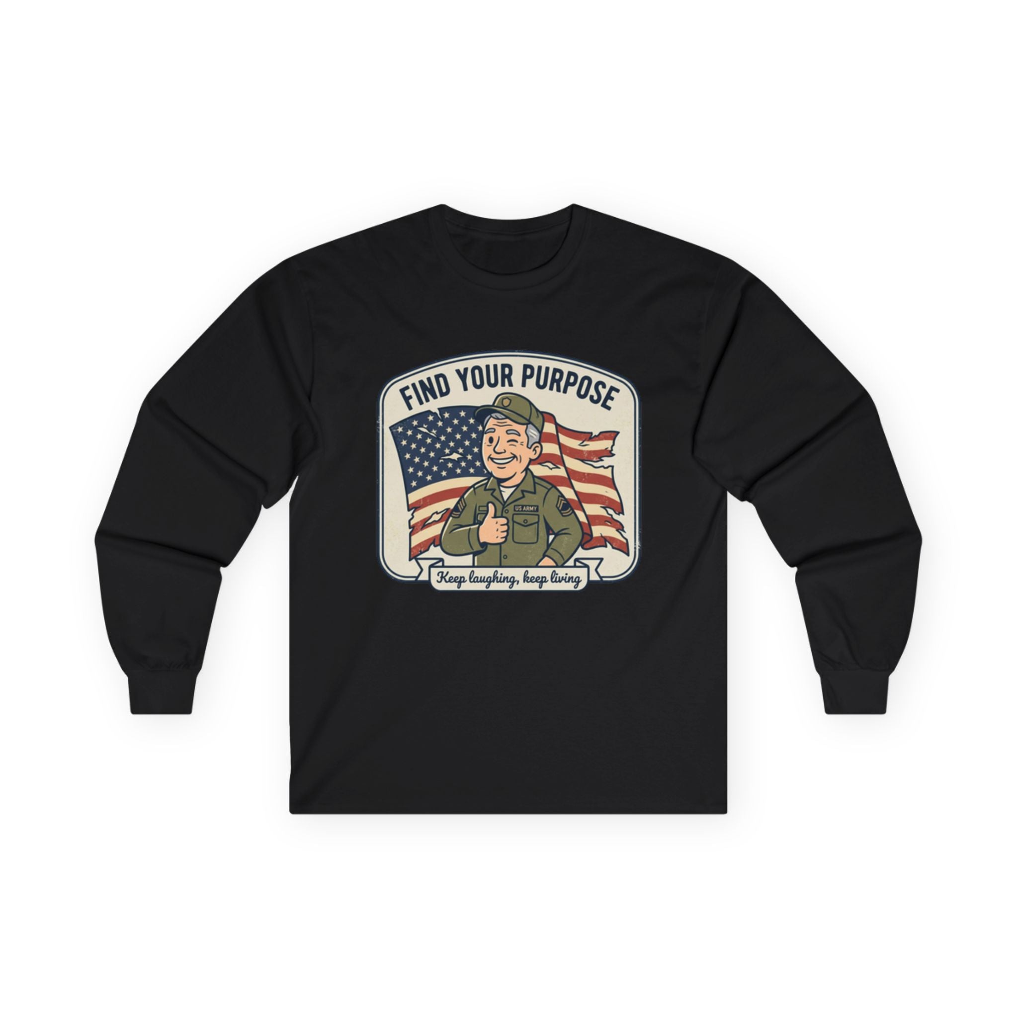 Find Your Purpose Long Sleeve Tee — Vintage Patriotic Military Graphic