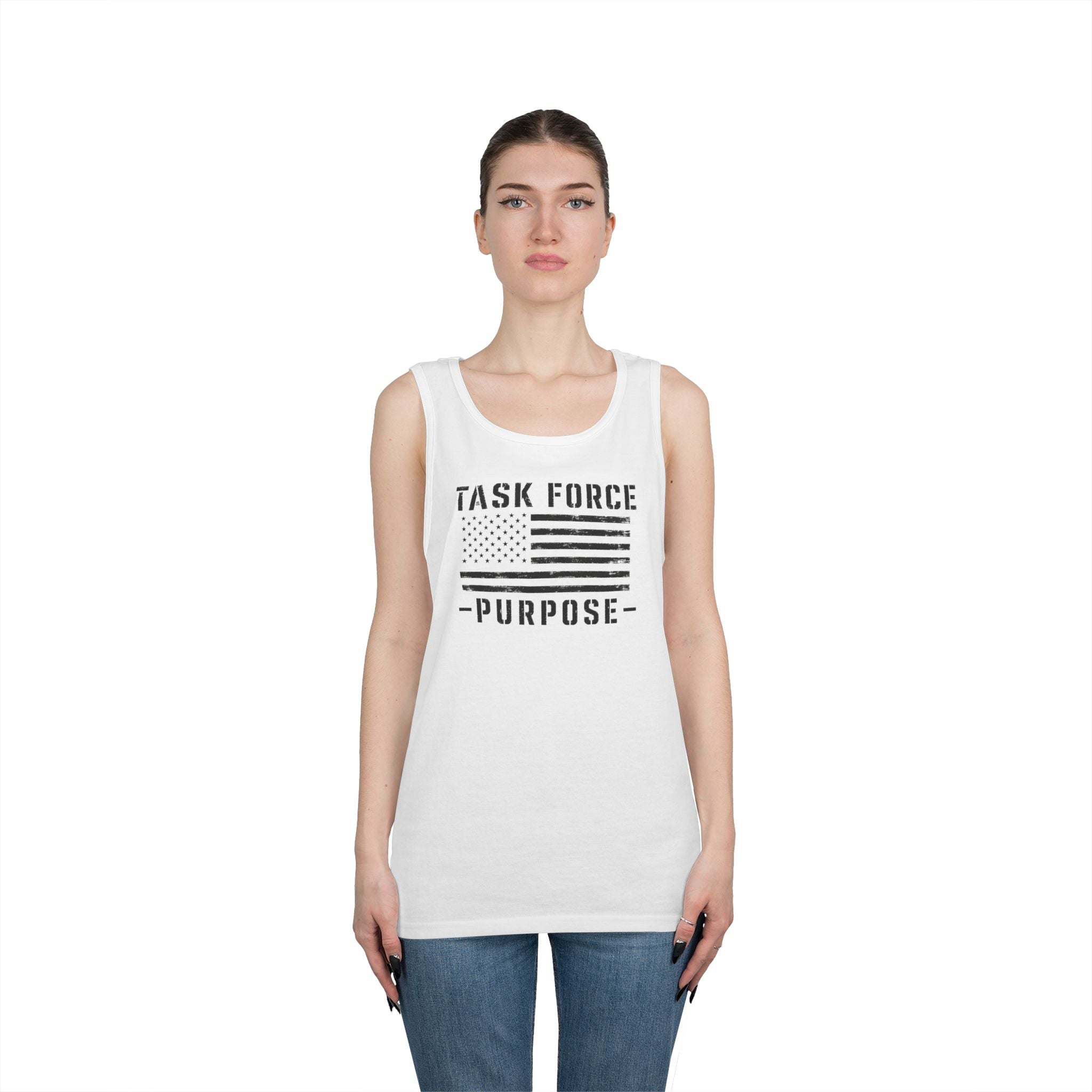 Veteran Support Tank Top — “Task Force Purpose” Flag & “Not All Wounds Are Visible” Skull Back
