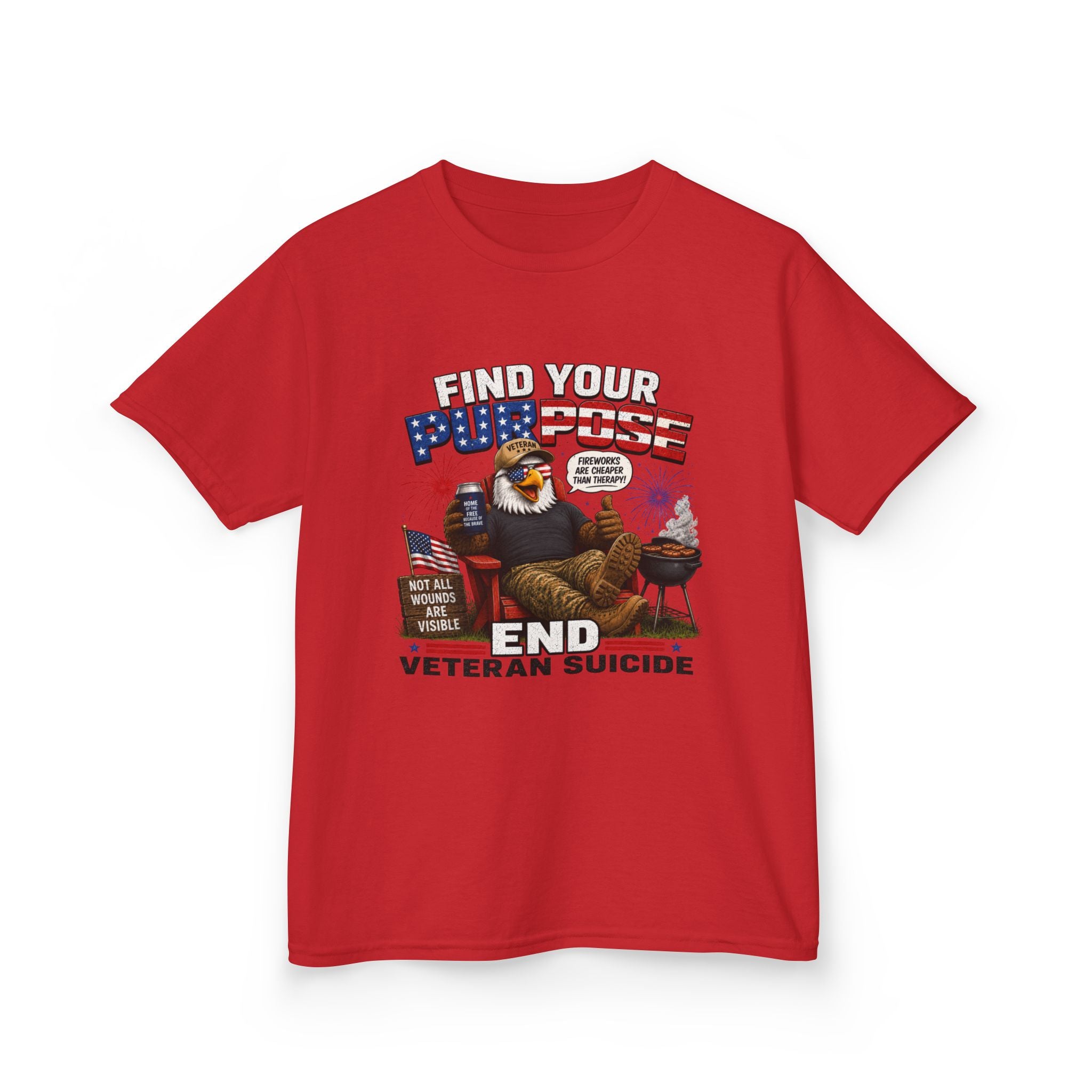 Kids Tee — “Find Your Purpose: End Veteran Suicide” Patriotic Support T‑Shirt