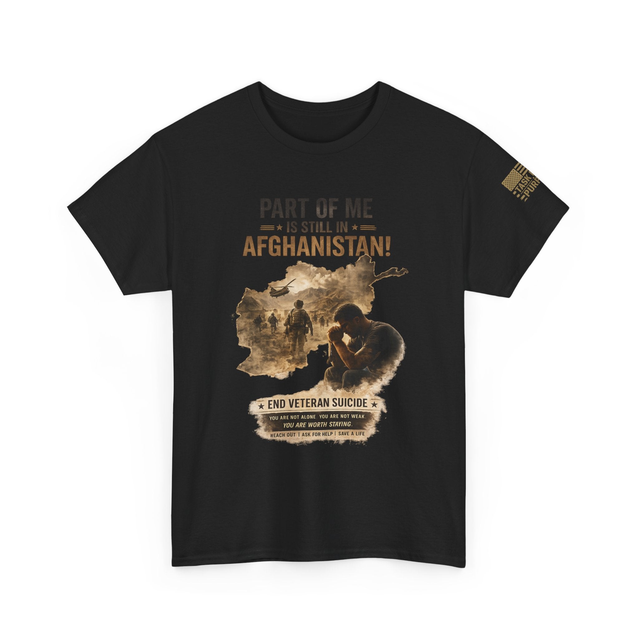 Afghanistan Veteran Support Tee — "Part of Me Will Always Be in Afghanistan" | End Veteran Suicide Awareness