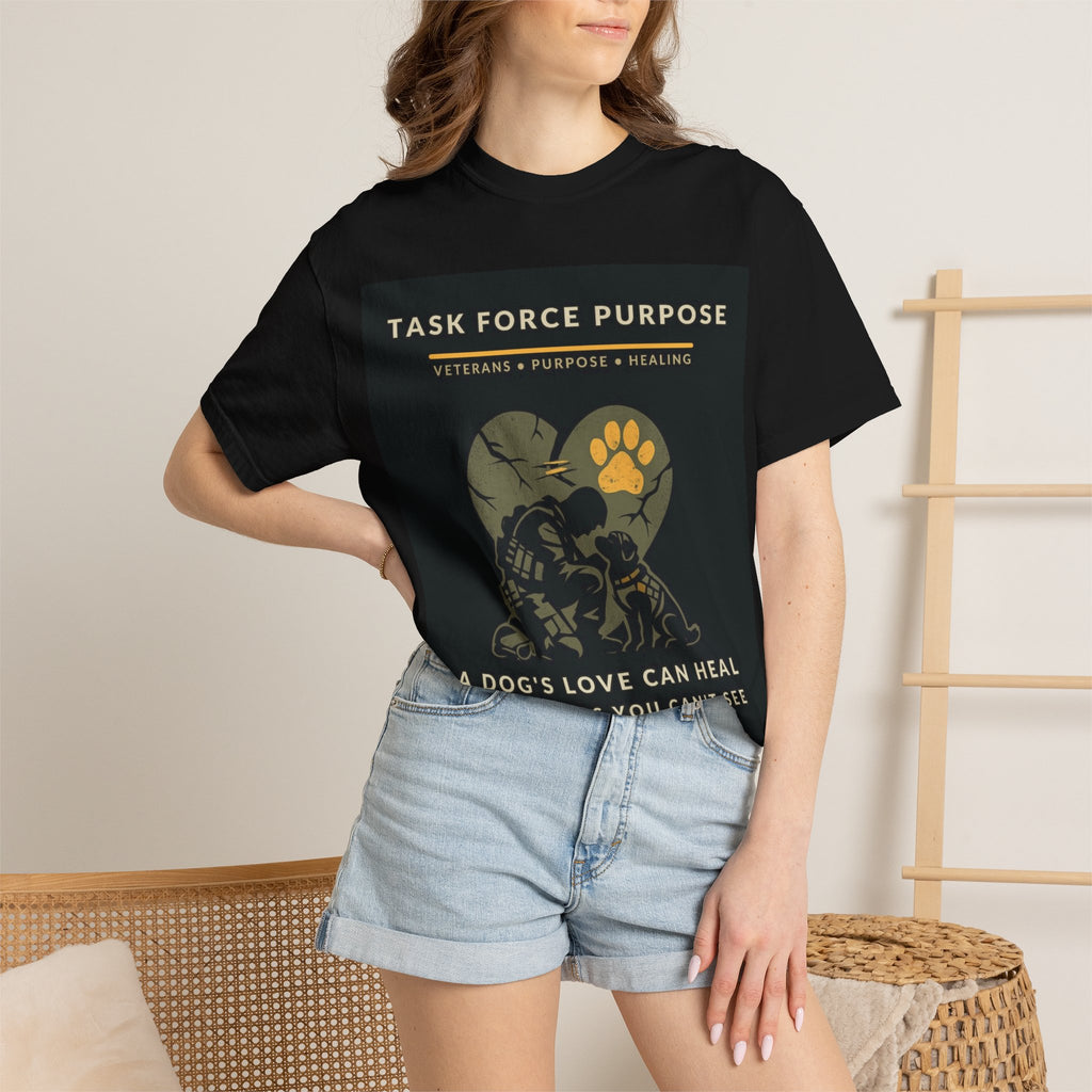 Task Force Purpose Therapy Dog T‑Shirt — A Dog’s Love Can Heal Veteran Support Tee