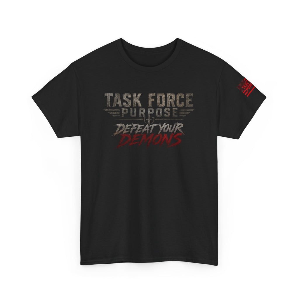 Task Force Purpose Tee — “Defeat Your Demons” Military Skull PTSD Awareness T‑Shirt