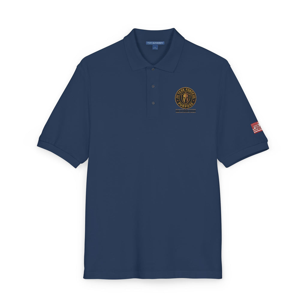 Embroidered Task Force Purpose Crest Polo Shirt — Classic Casual Work & Golf Tee