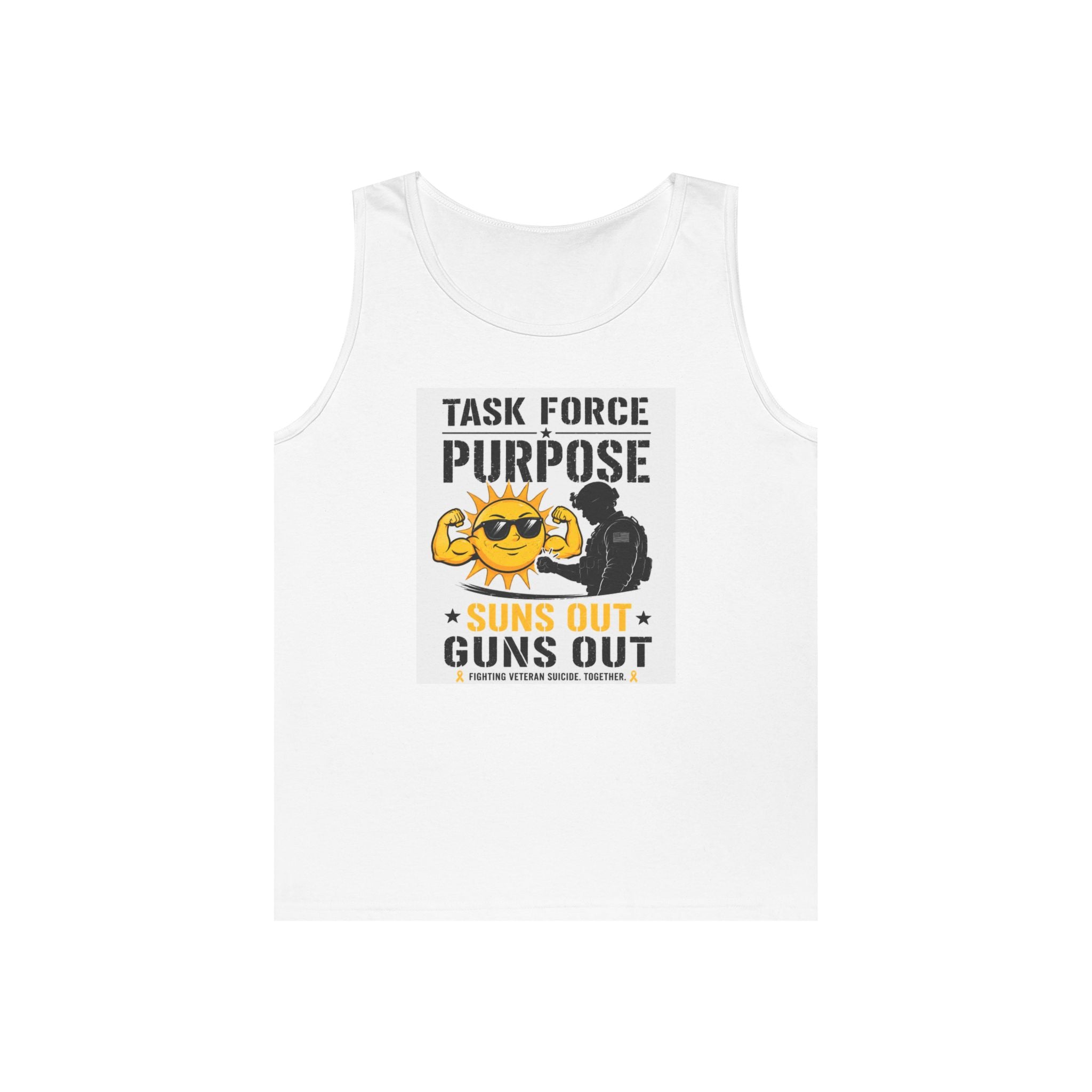 Tank Top — "Task Force Purpose: Suns Out Guns Out" Funny Summer Fitness Tank for Veterans & Tactical Fans