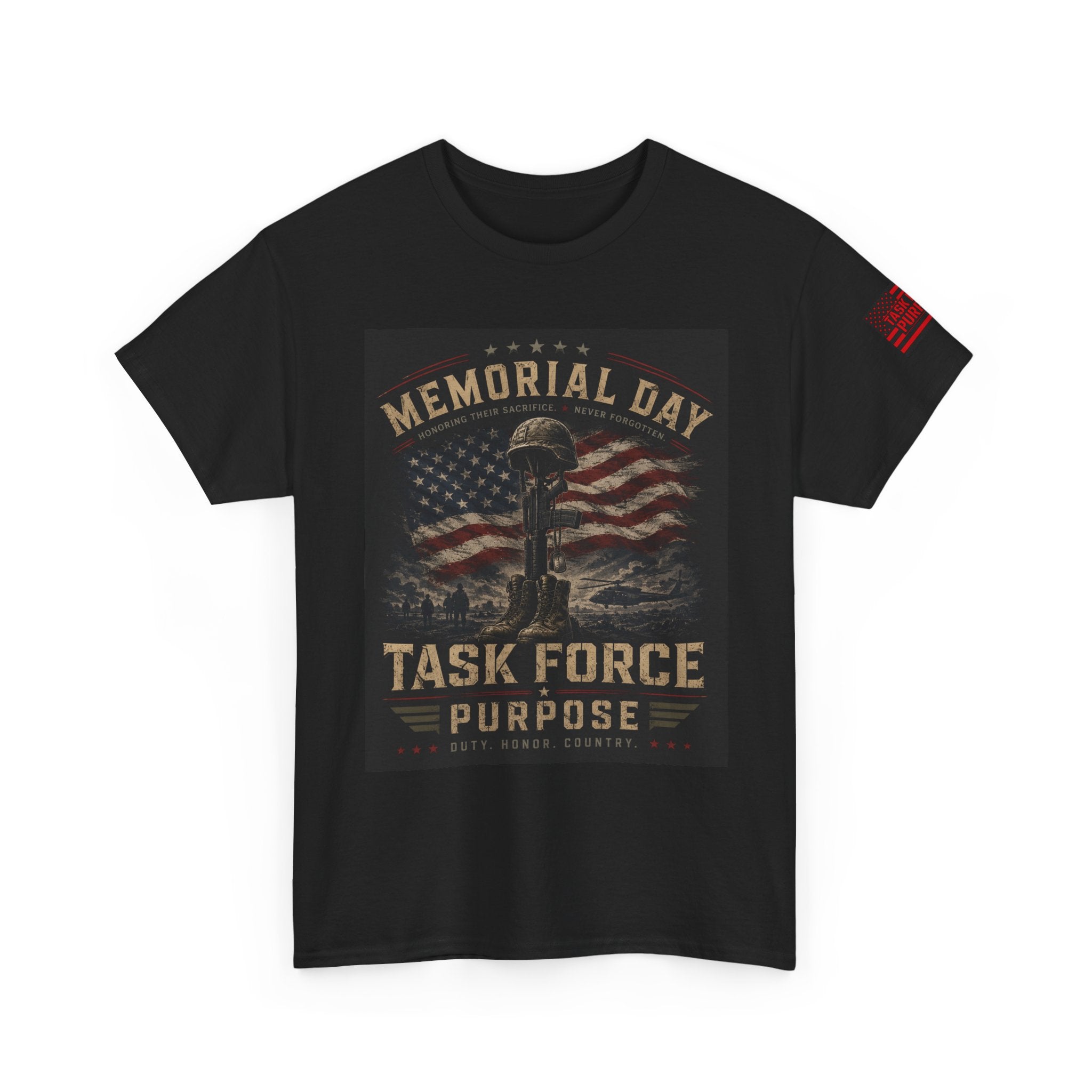Memorial Day Task Force T-Shirt – Patriotic Flag & Helmet Tribute Tee