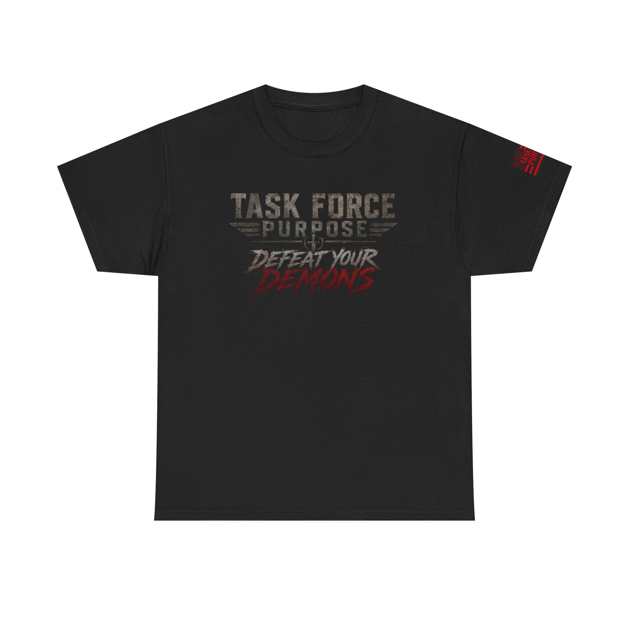 Task Force Purpose Tee — “Defeat Your Demons” Military Skull PTSD Awareness T‑Shirt