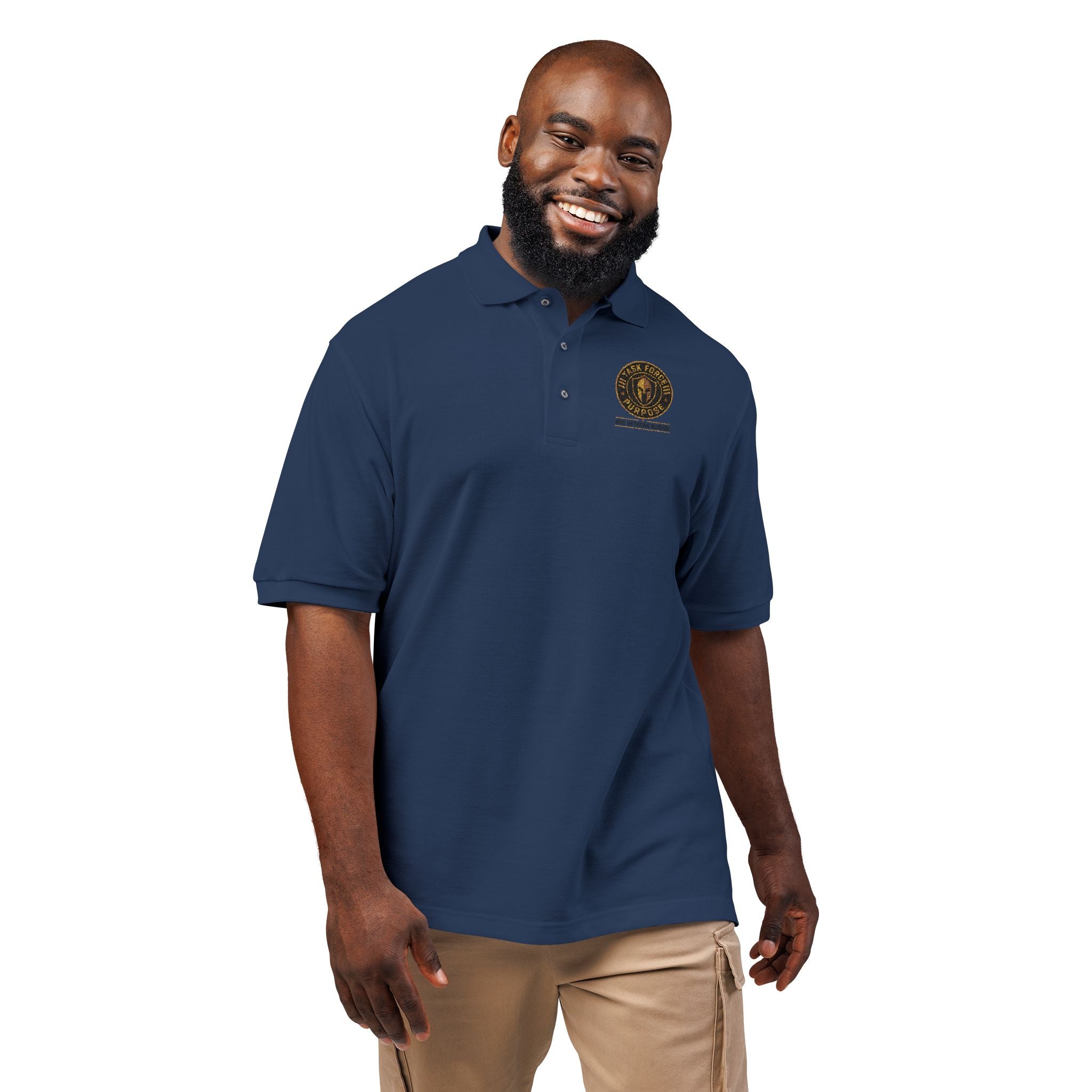 Embroidered Task Force Purpose Crest Polo Shirt — Classic Casual Work & Golf Tee