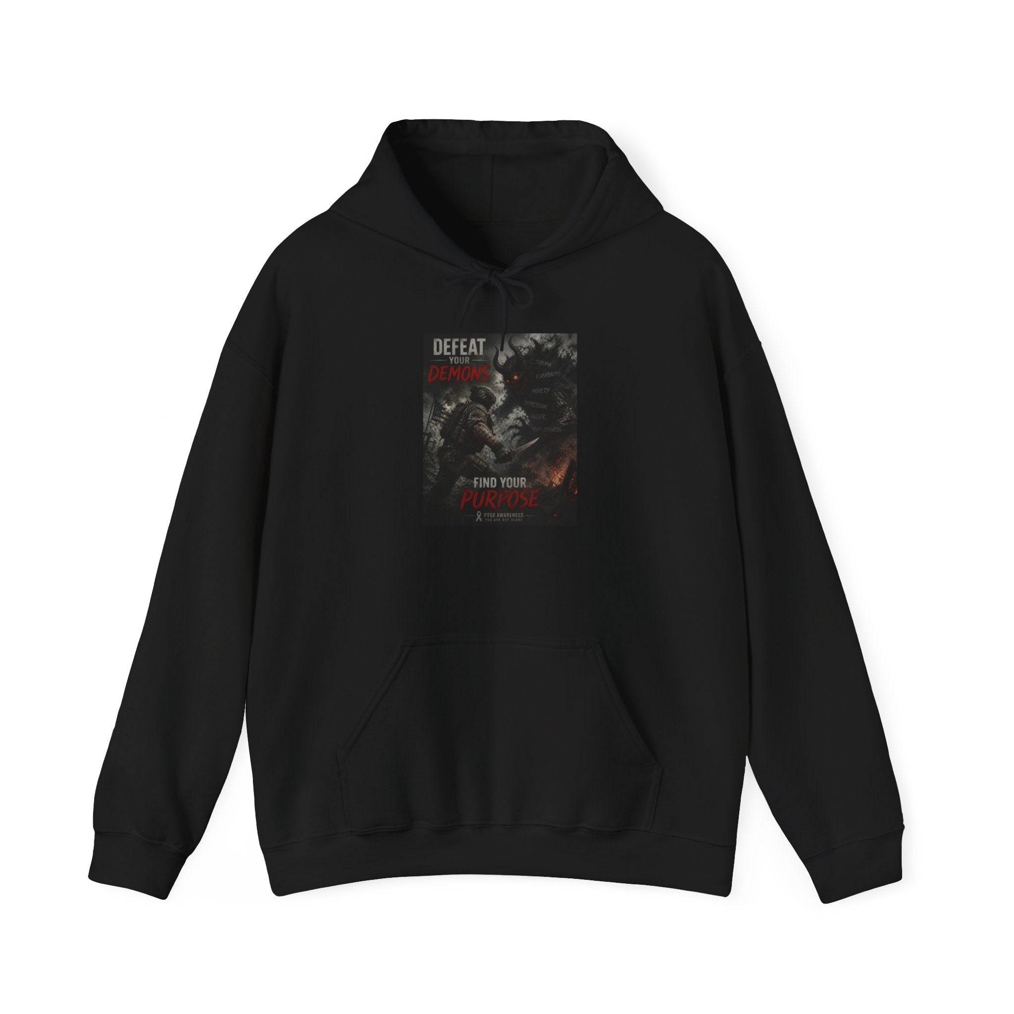 Hoodie - "Defeat Your Demons" Gothic Warrior Graphic Hoodie